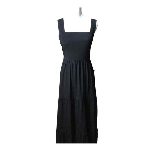 INC International Concepts Women’s Maxi Dress Black Tiered Open Back Size M NWT - Picture 1 of 16